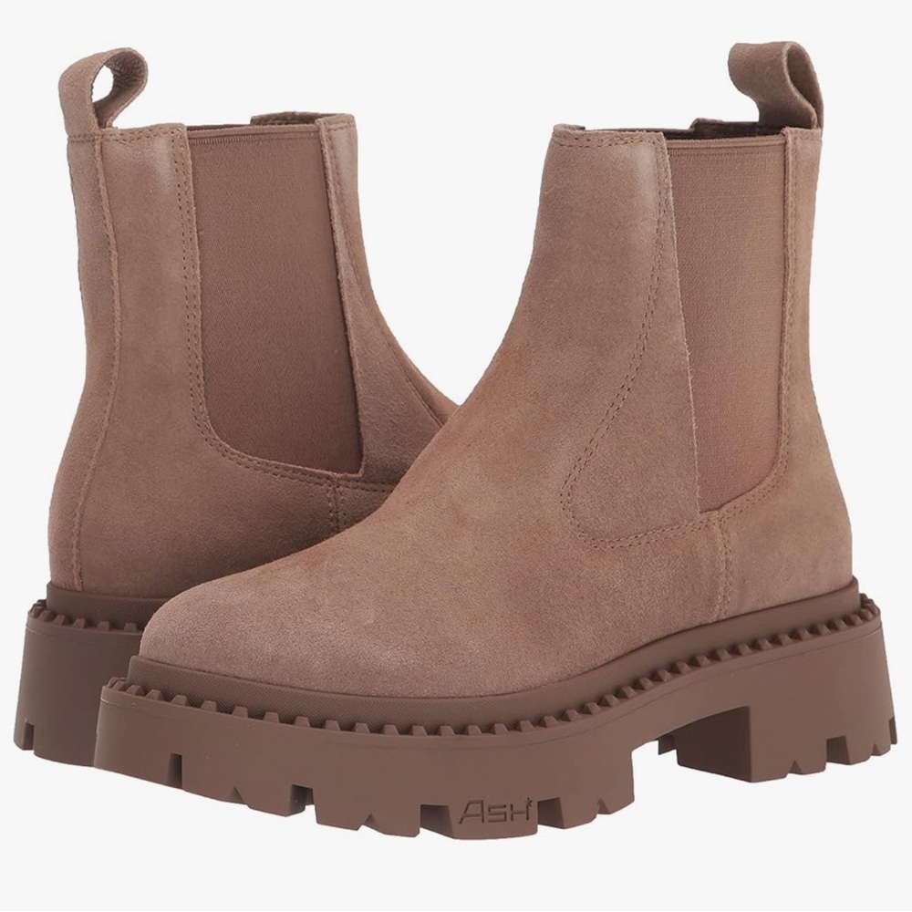 ASH Genesis Womens Leather Lug Sole Chelsea Boots Sequoia Tan. EU39=US8/EU40=US9 - Picture 1 of 15